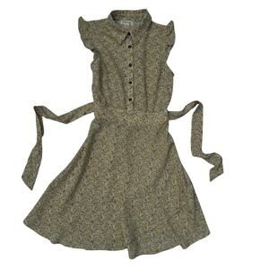 Monteau Small Yellow Green Ditzy Floral Ruffle Dress